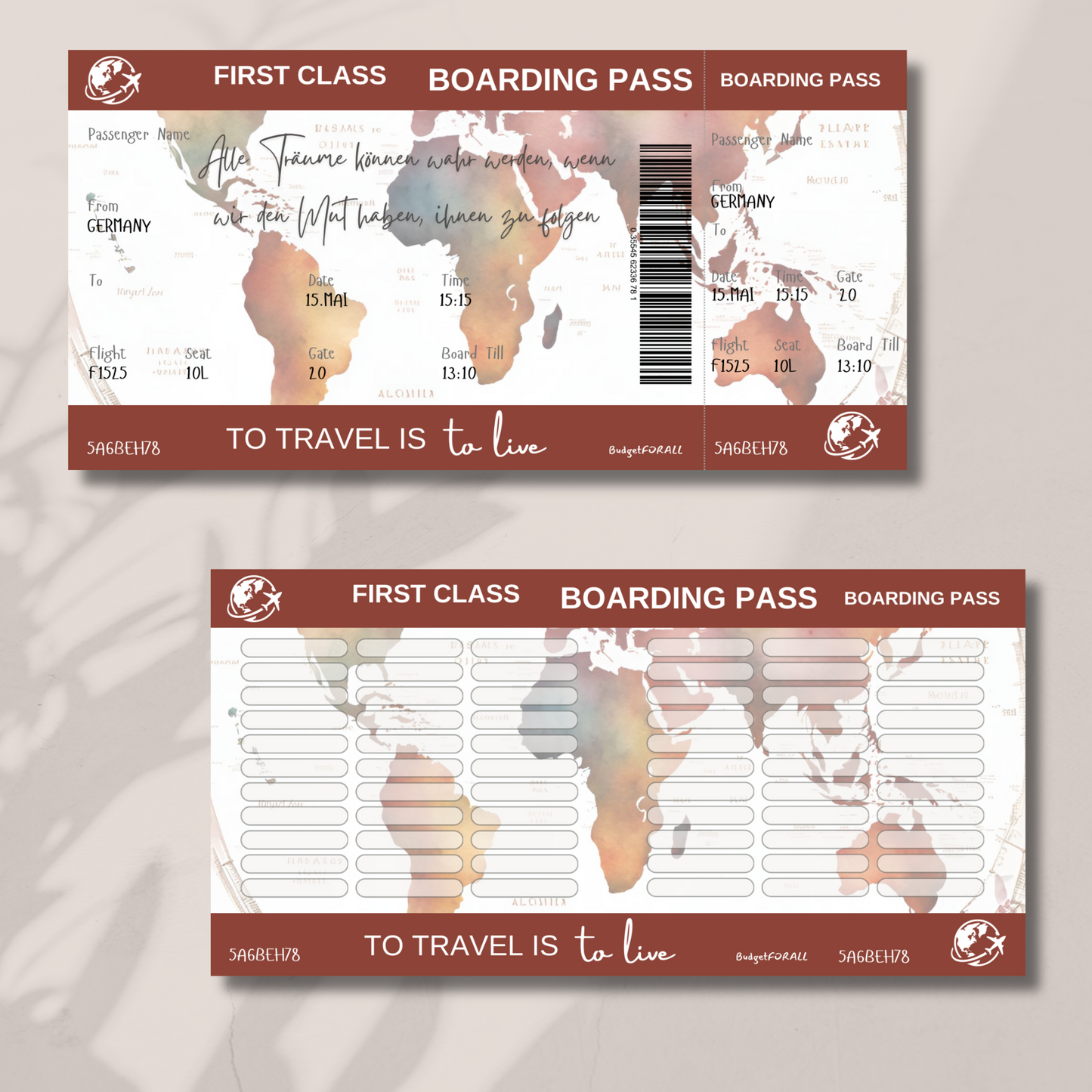 Boarding Pass - abstreichen für die nächste Reise