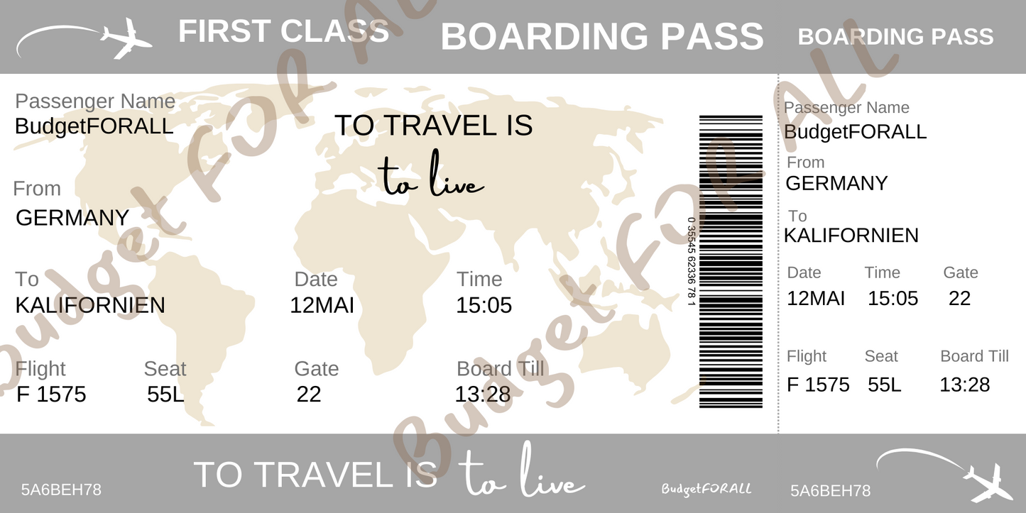 Boarding Pass - abstreichen für die nächste Reise